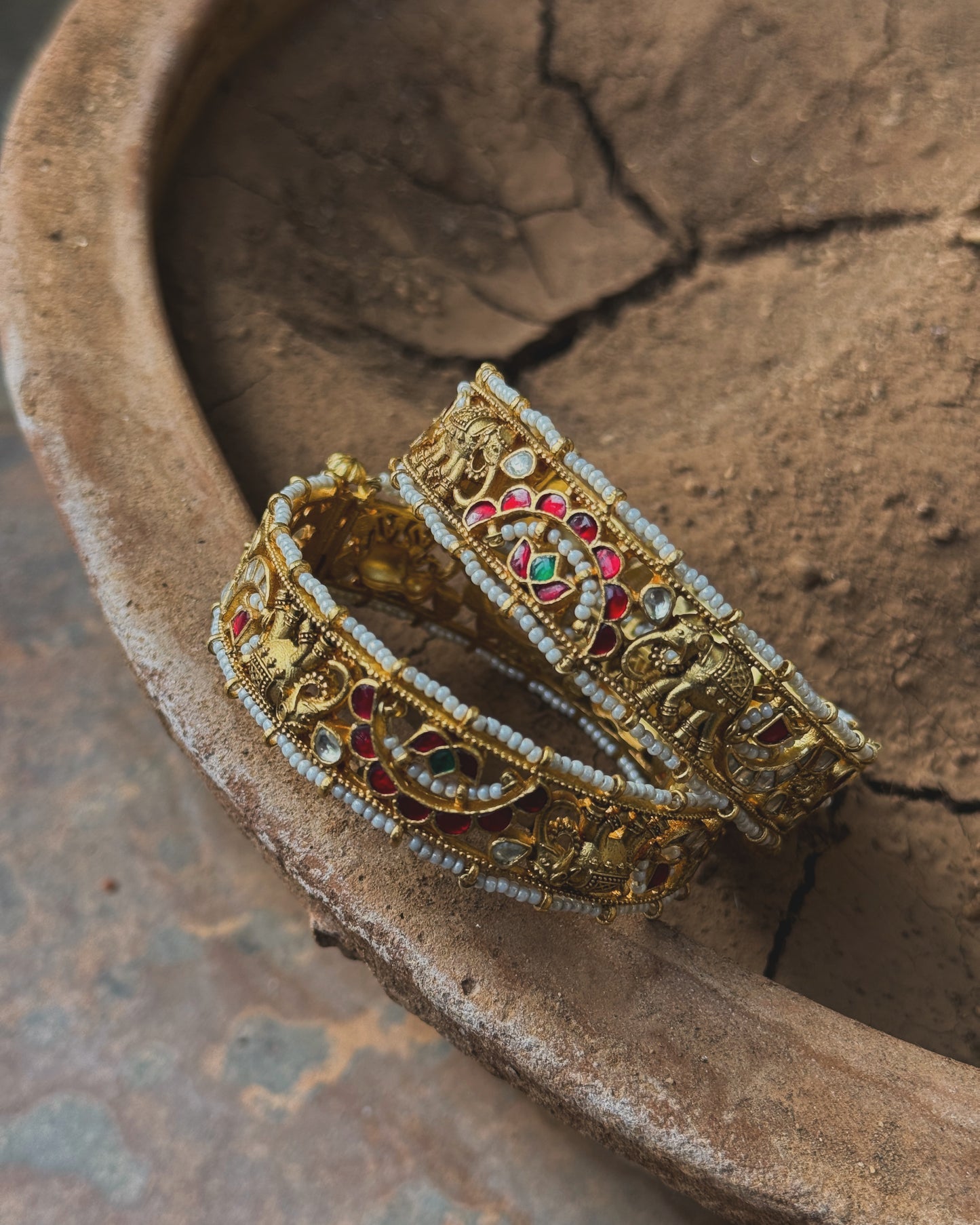 Gold plated Heritage Kadaas with small motifs
