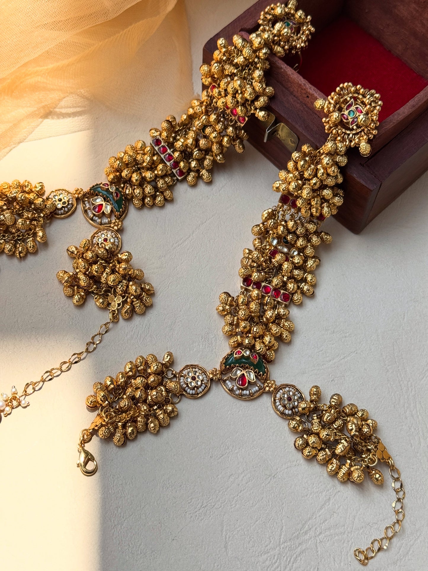 Gold plated Hathphool with Bold Ghunghroo Details