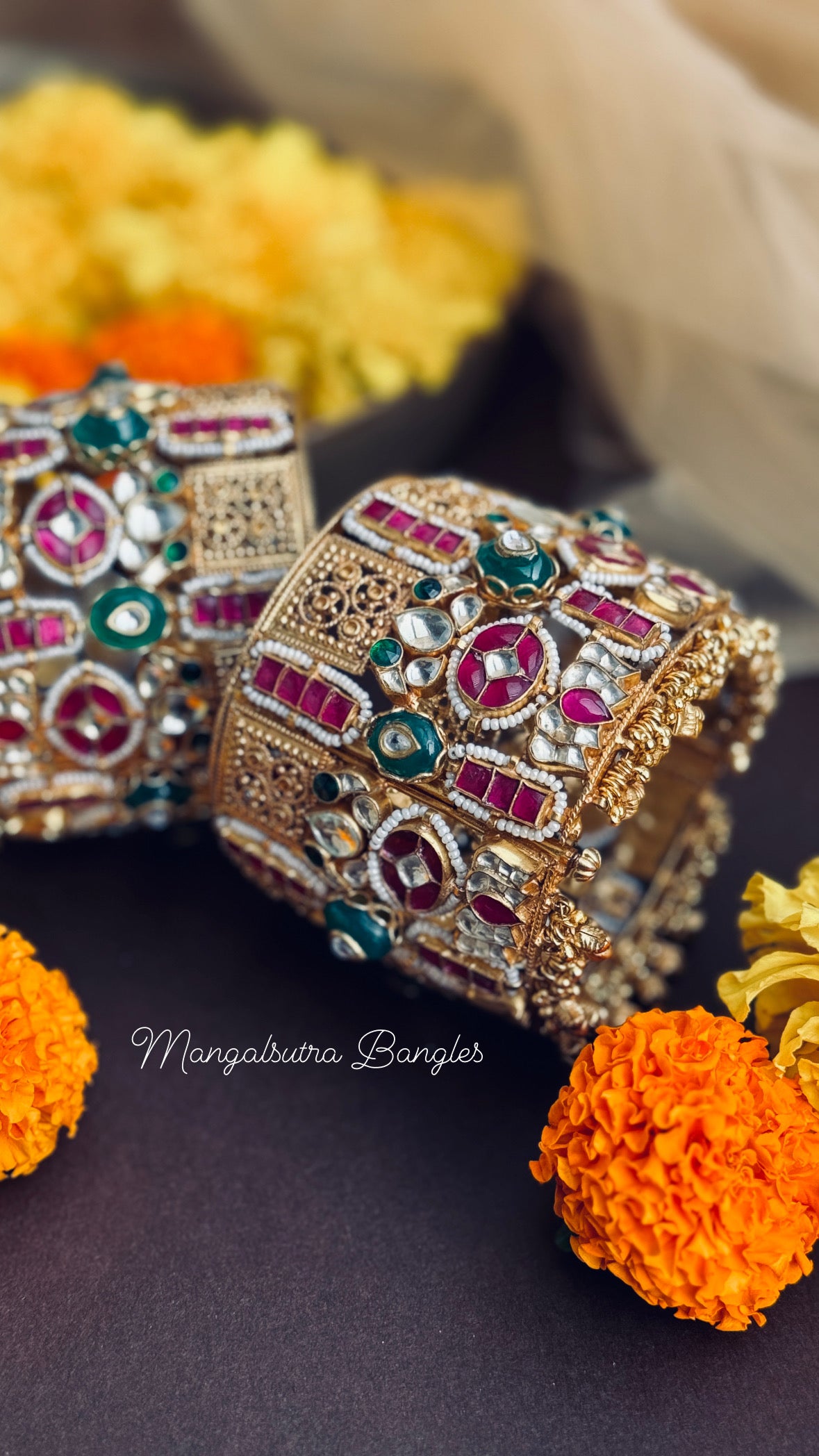 Big Bridal Gold Plated Kangan Kadaas
