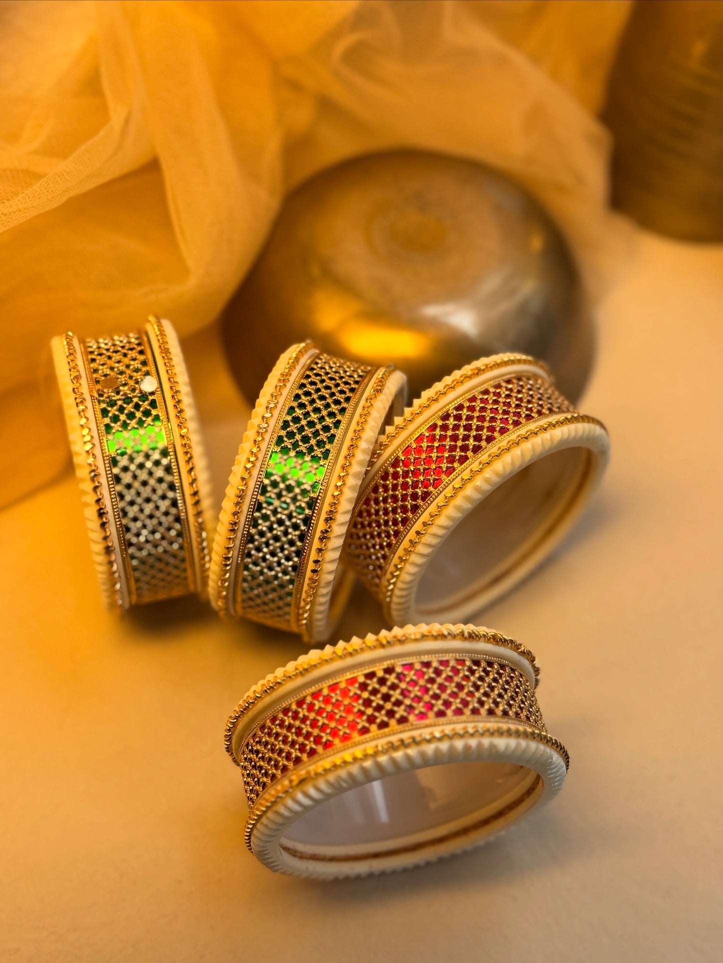 Broad Gold plated Jaali Design Kada