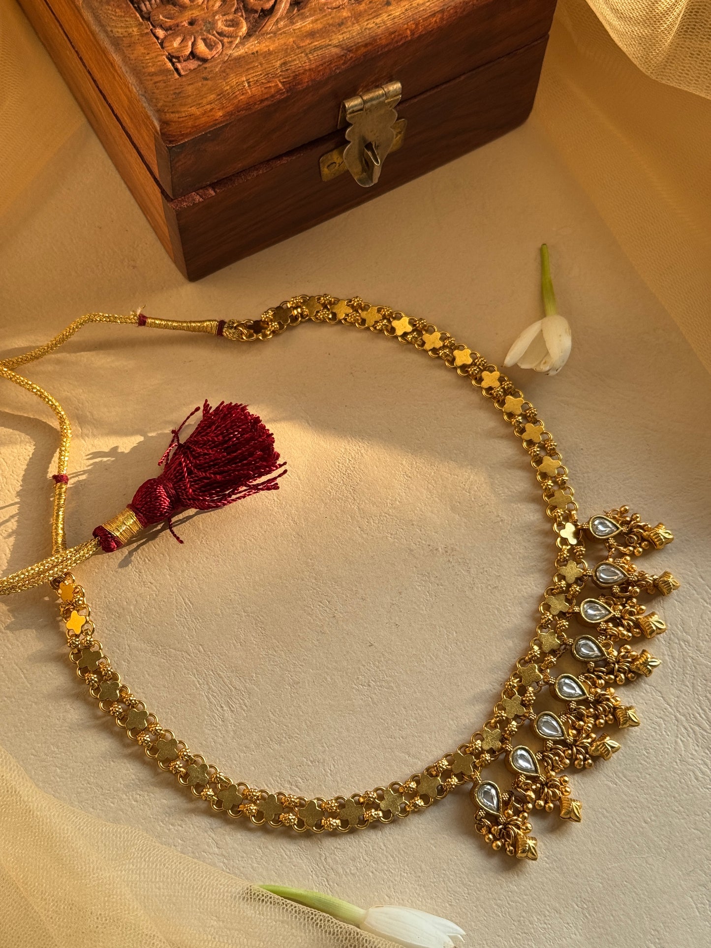 Gold Plating link Setting Necklace Set