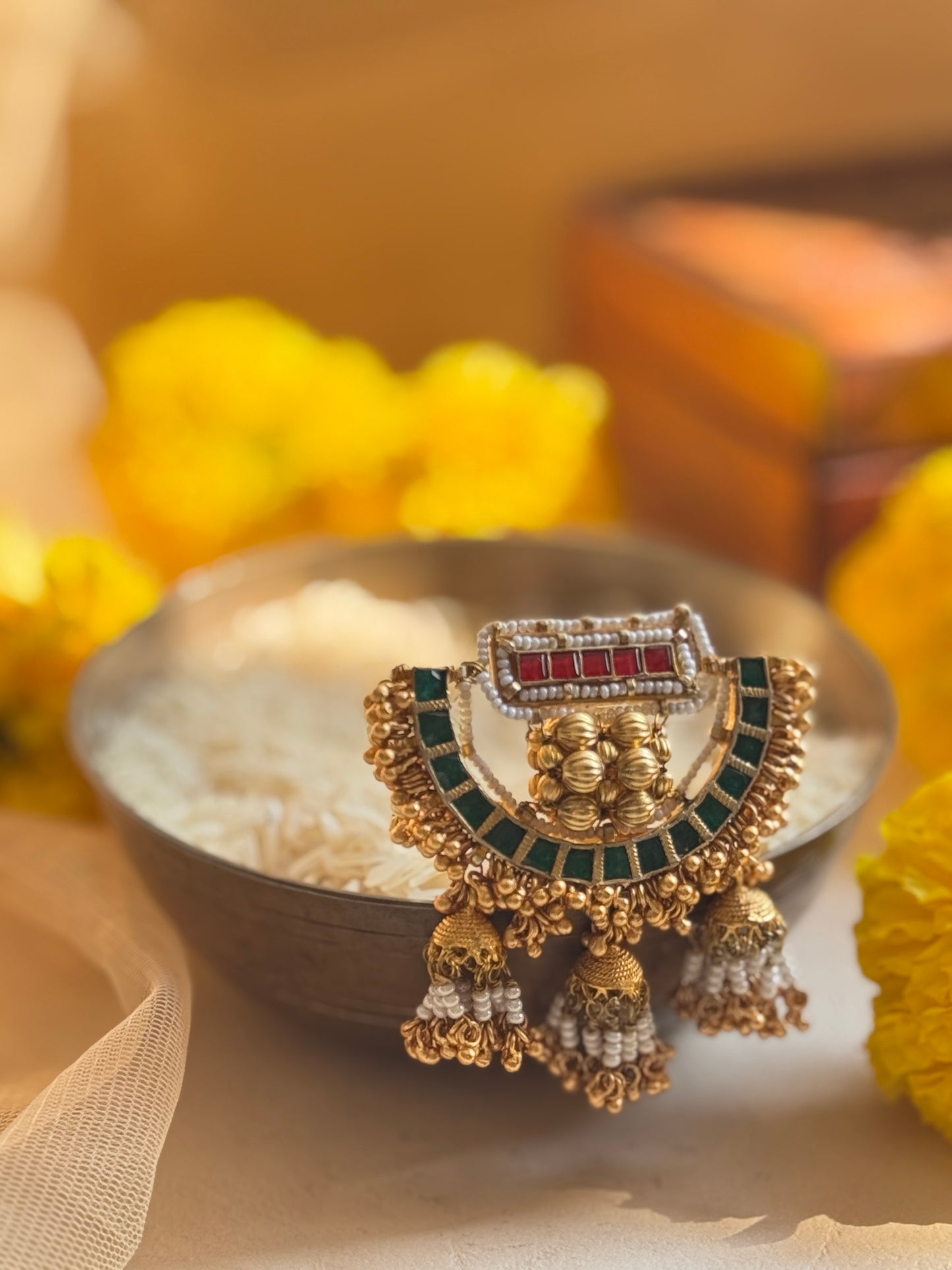 Heritage Half circle ring with Jhumki Hanging