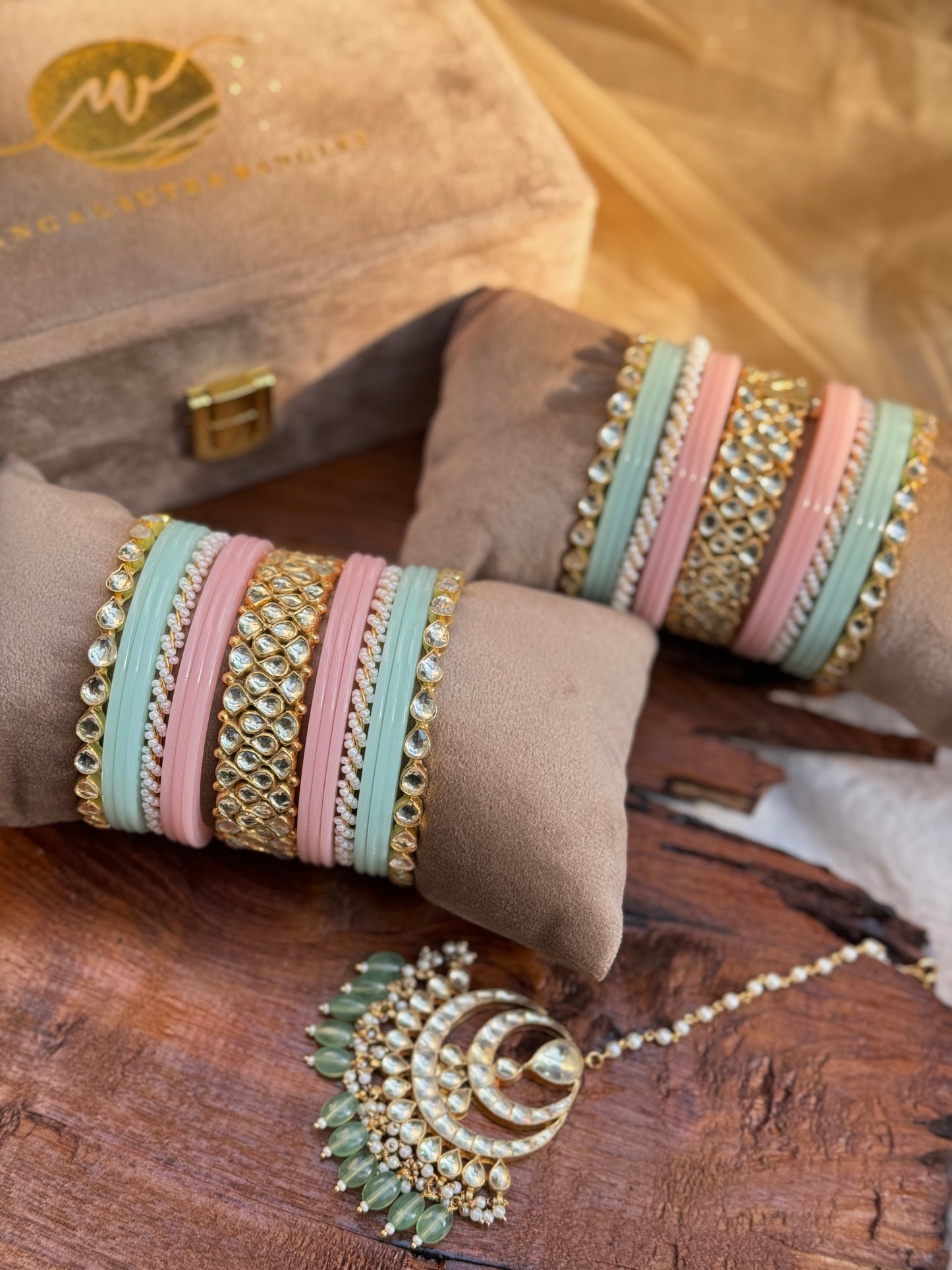 Pastel Pink and Blue Chuda Set