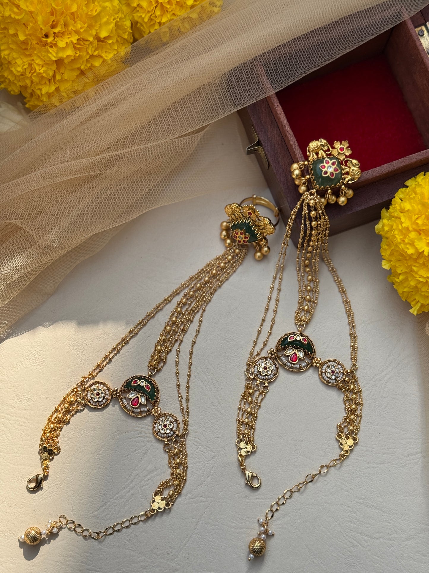 Heritage Beaded Chain Gold plated hathphool