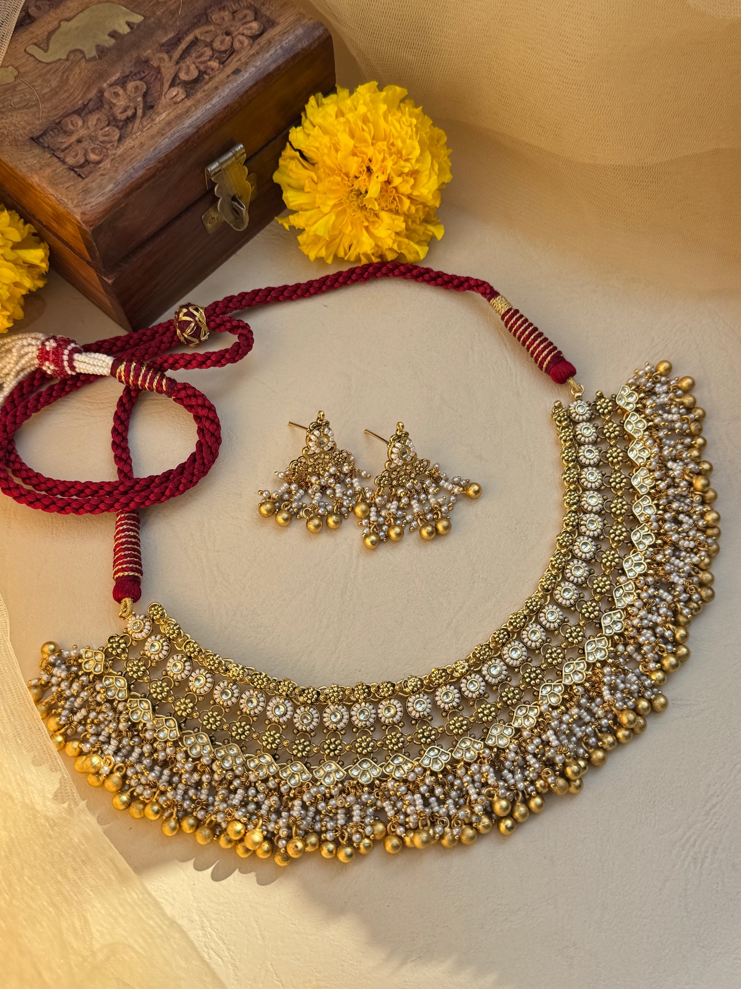 Antique Golden Ghunghroo Necklace Set