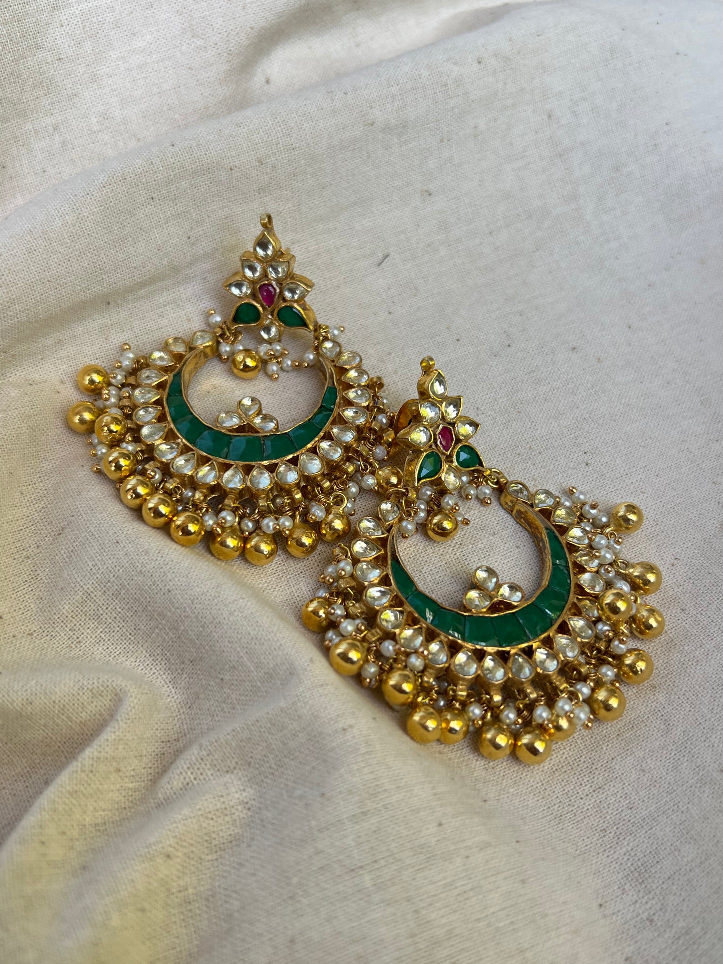 Heritage Chandbali with Golden beads Danglers