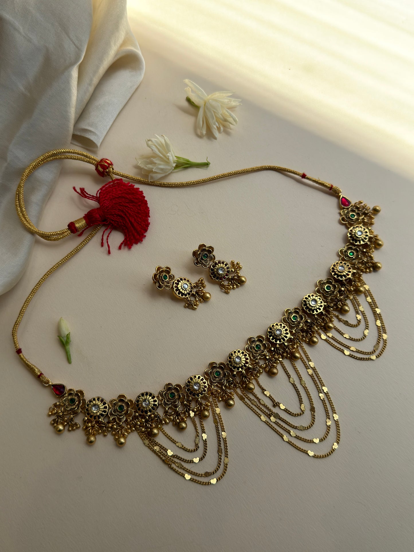 antique gold tassel choker
