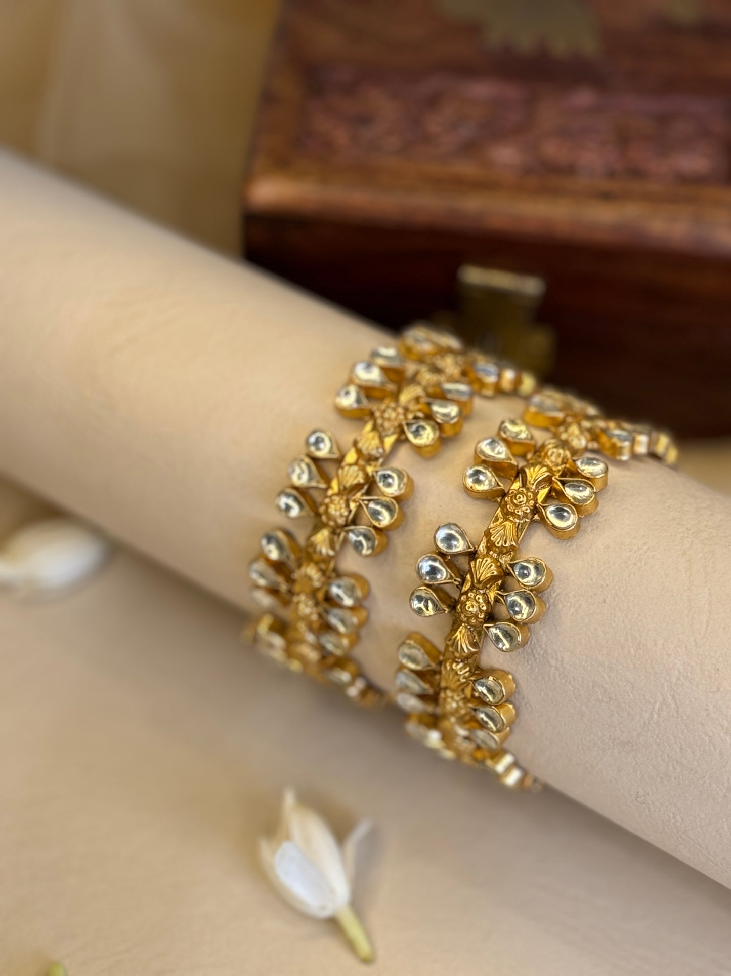Traditional Gold Plated kada with a drop shape design