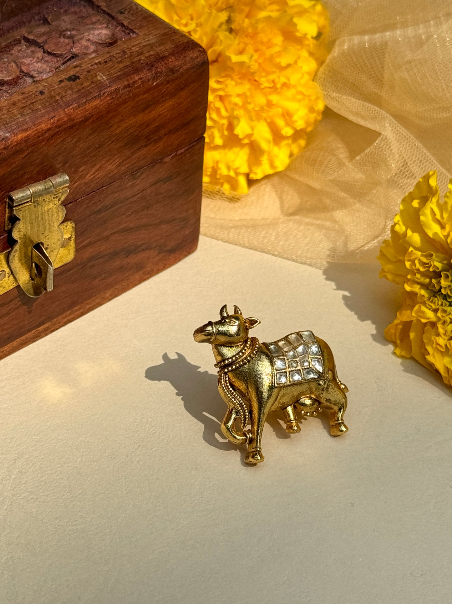 Traditional gold plated Cow Motif Ring