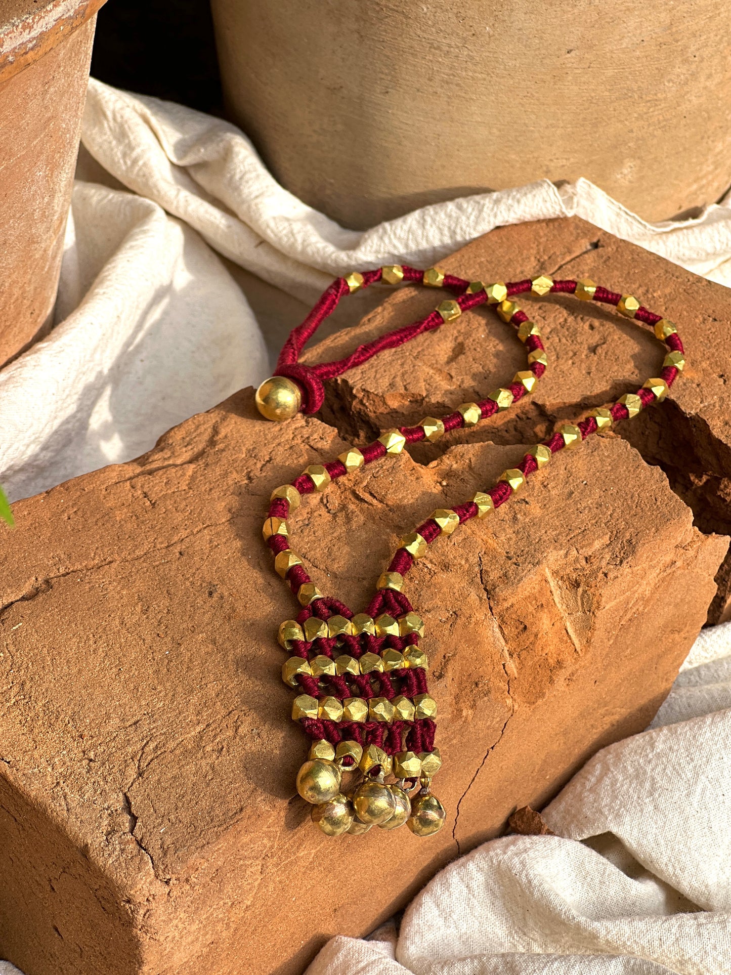 Gold Plated Heritage Thread Necklace with Hangings