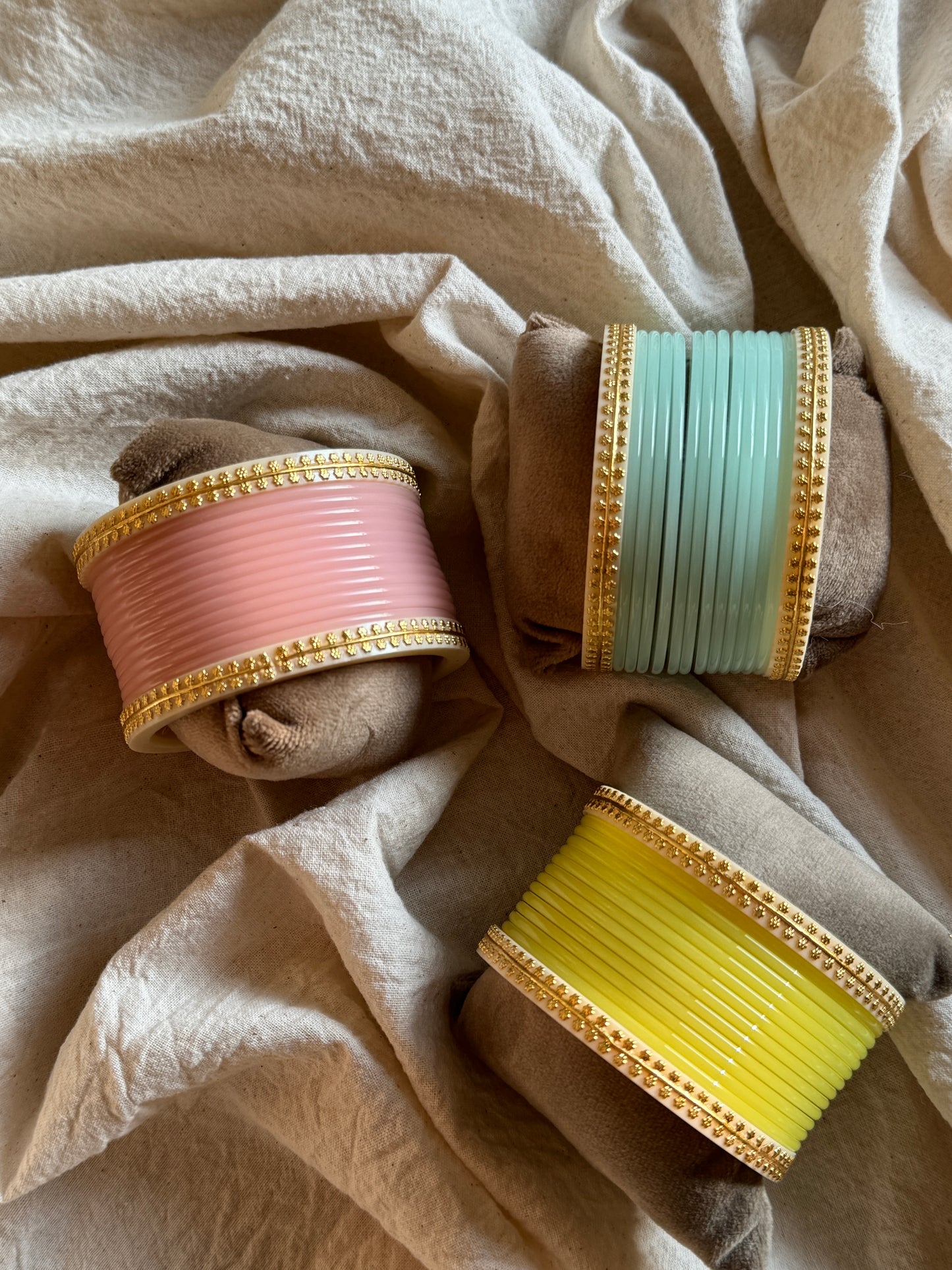 Pastel Shaded Gold Plated Chudi Set