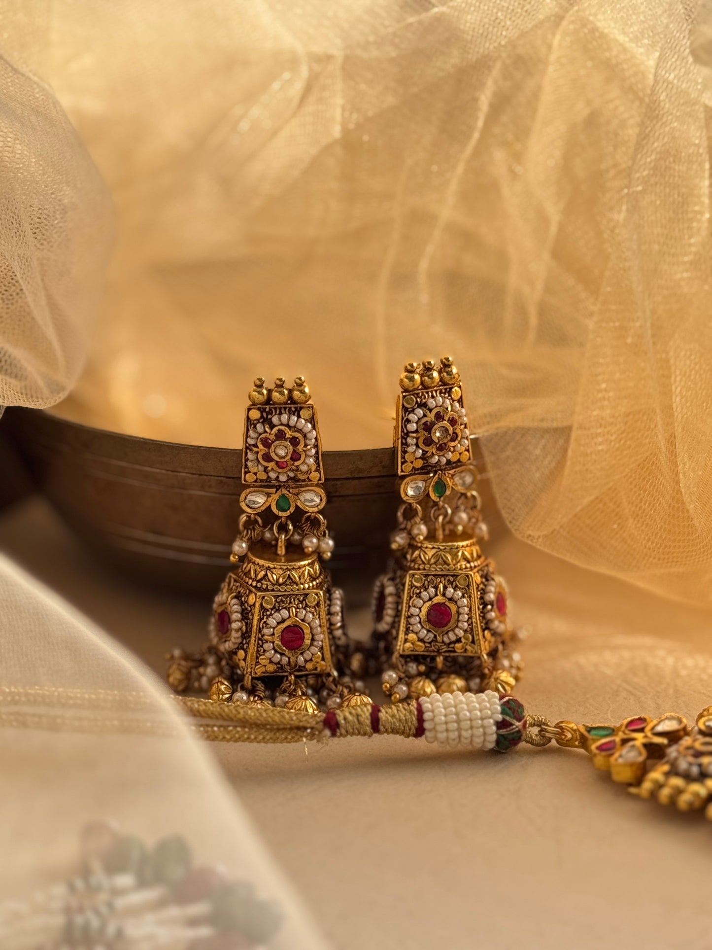 Heritage Antique Gold plated Motif Linked Necklace Set