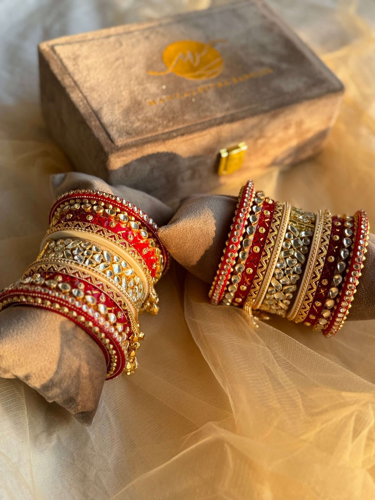 Red and Gold Bridal Chuda Bangle Set