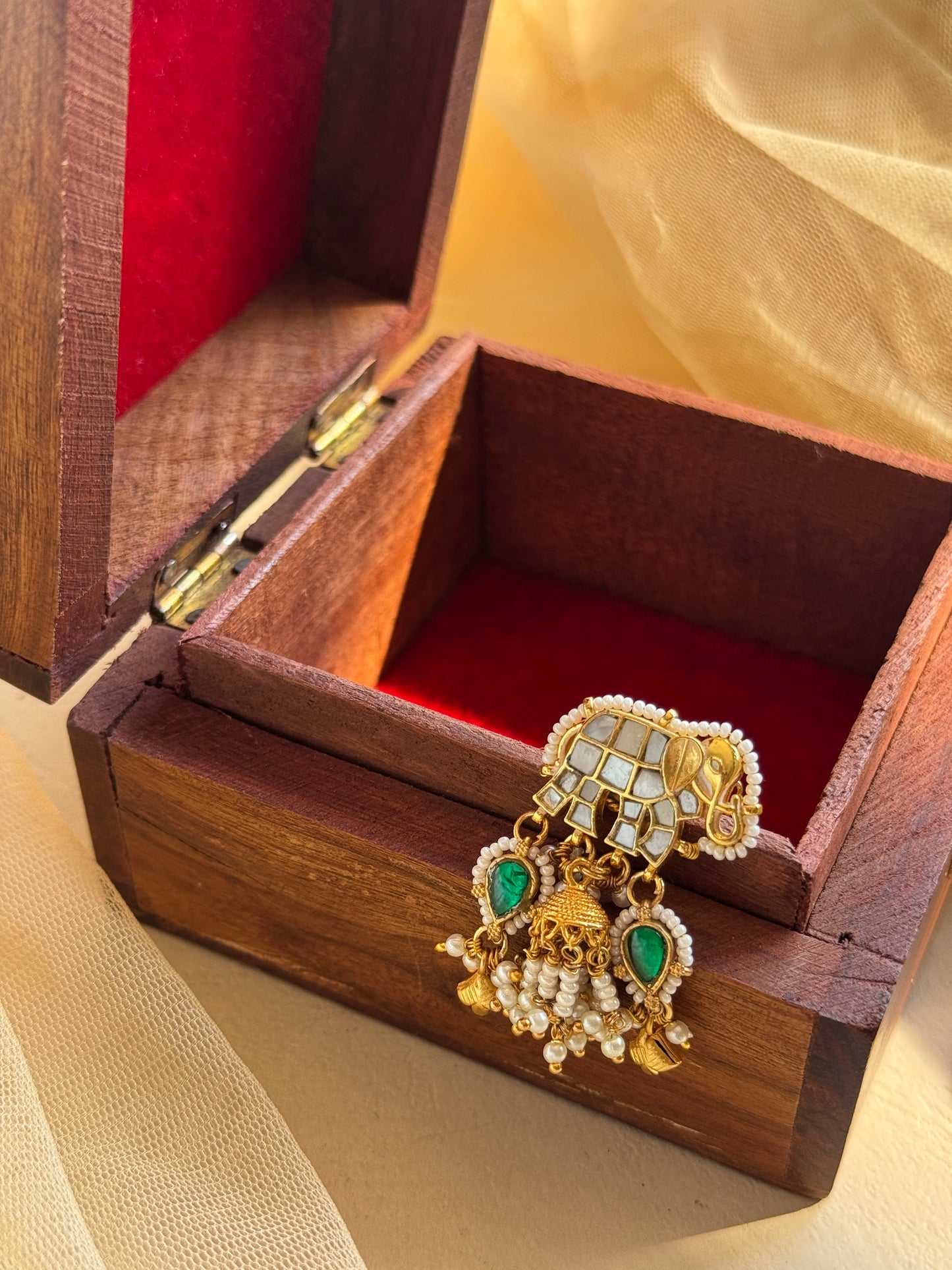 Traditional Elephant Ring with Jhumki and Latkan