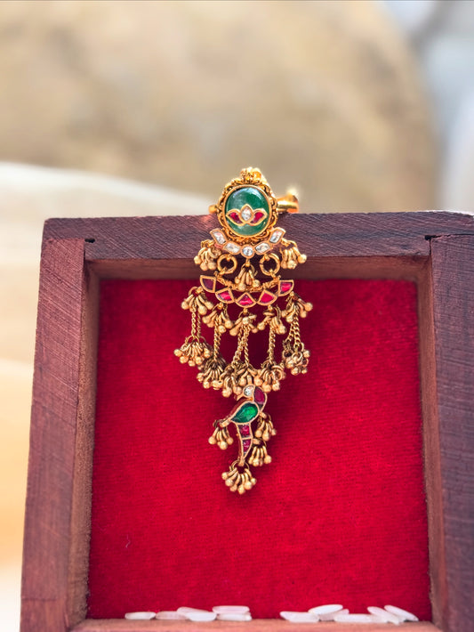 Antique Gold plated Ring with Hanging Chains