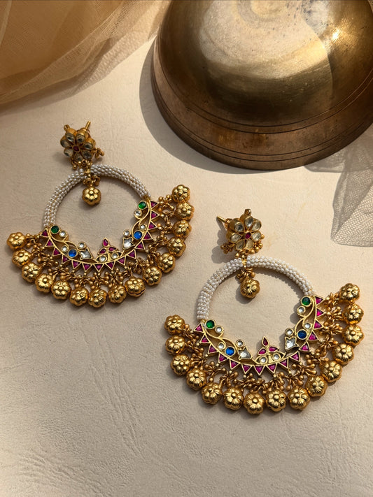 Handcrafted Big Bali Earrings in Heritage Style
