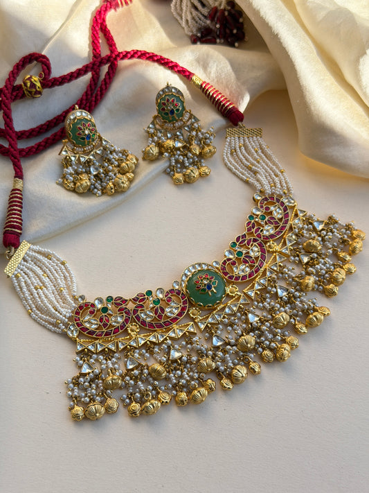 Jadau & Pearl Statement Necklace Set