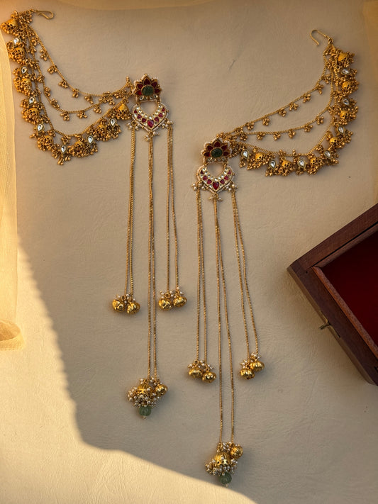 Earchains with Earrings in long chain and ghungri