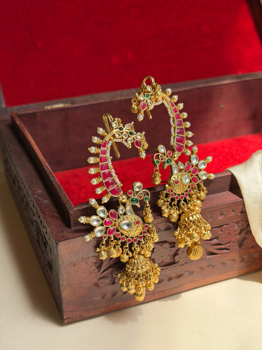 Indrani Peacock Jadau Ear Cuff