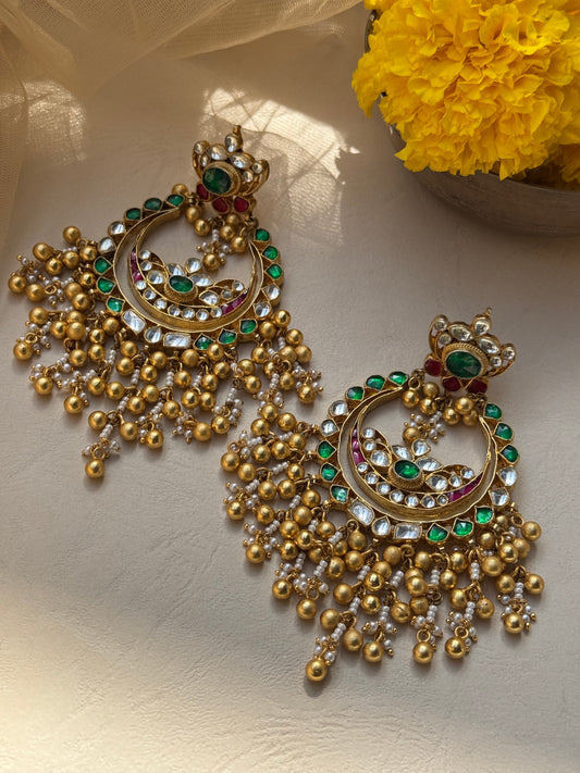 Chanderlier Balis with Matt gold finished small beads hangings