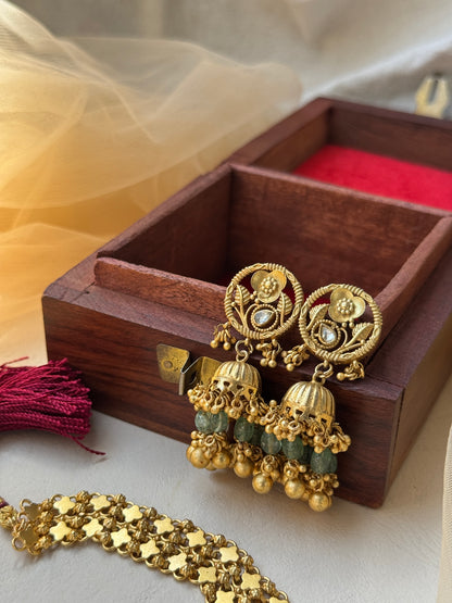Antique charm link and Round motif Choker Set