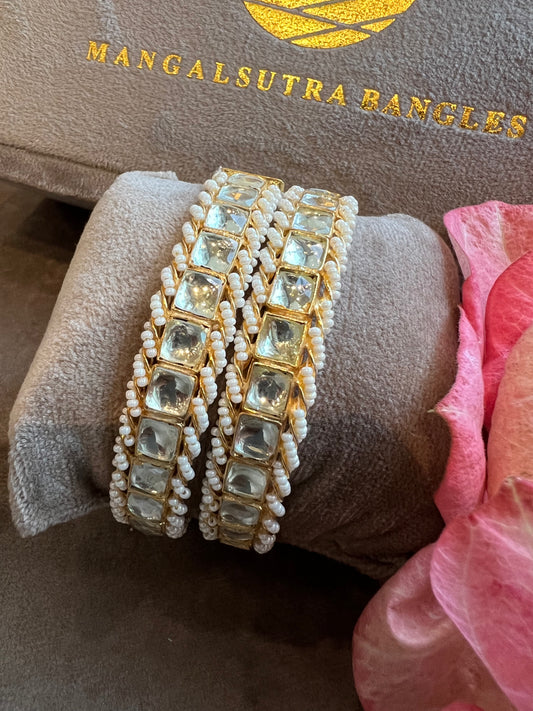 Moti twill weaved jadau stone kangan set