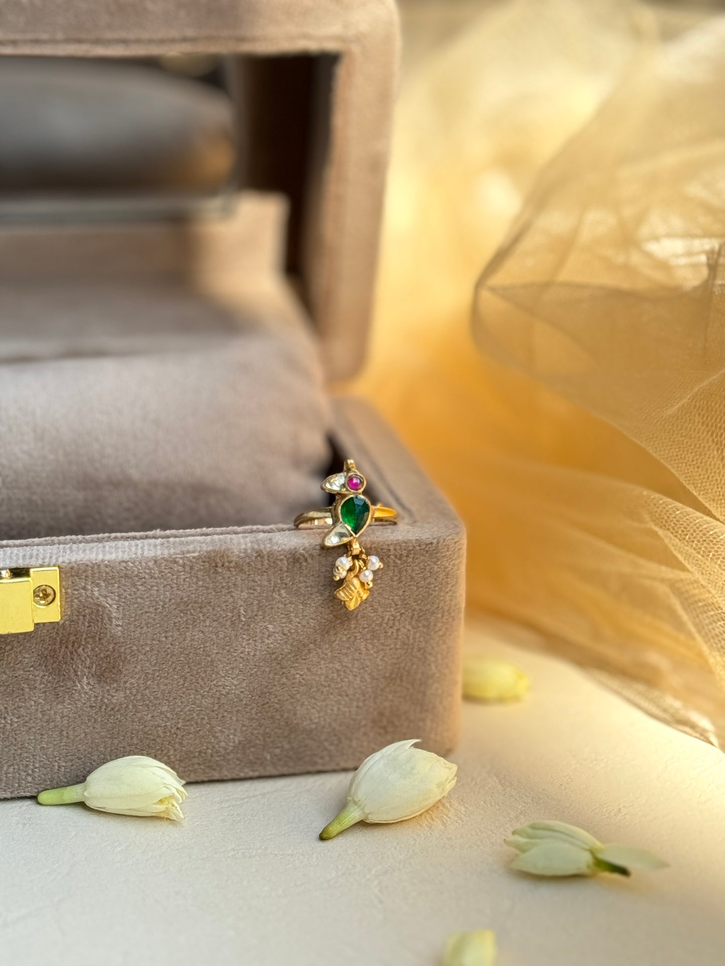 Gold Plated Minimalist Ring with a hanging motif