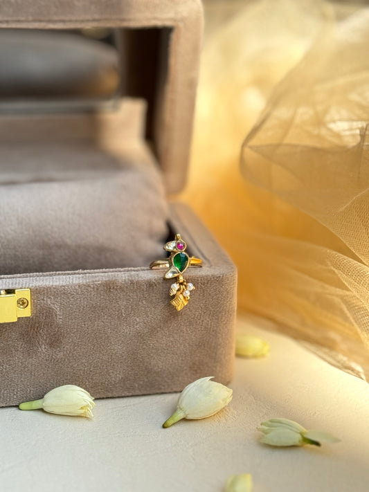 Gold Plated Minimalist Ring with a hanging motif