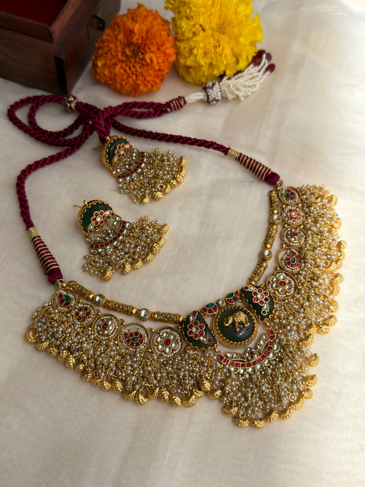 Gajalakshmi Pearl Choker Necklace