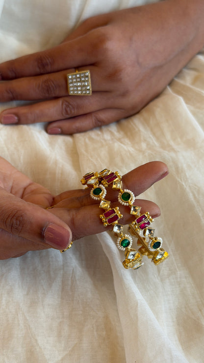 Geometry motif designed gold plated thin Kadas