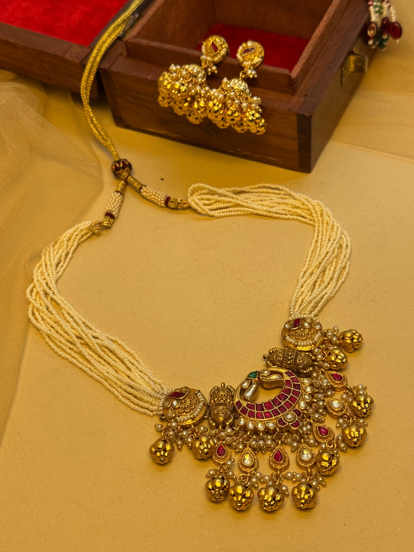Delicate Multi Strand Pearl Necklace Set