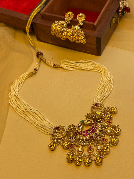 Delicate Multi Strand Pearl Necklace Set