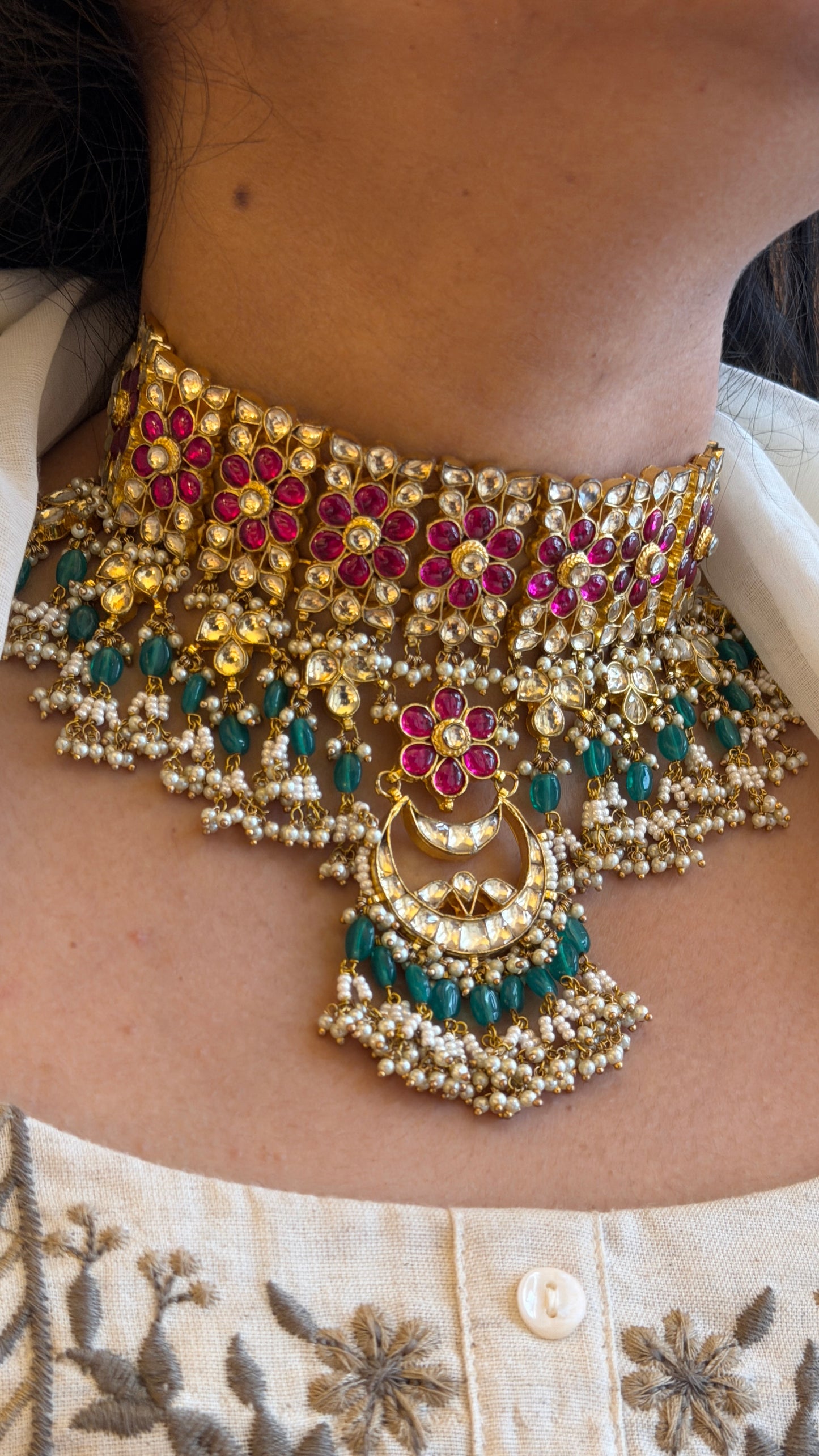 Aabha Floral Jadau Necklace