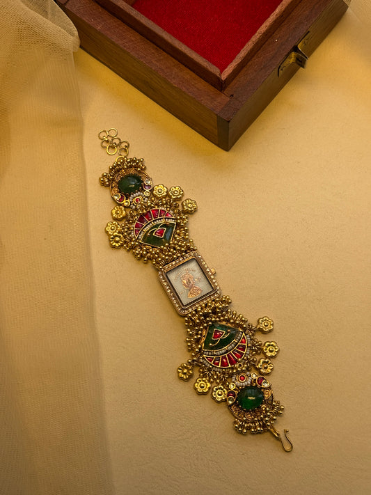 Gold plated Vintage Indian Watch with Stones