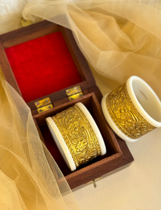 Big Kada with Gold Plating and Carving Design