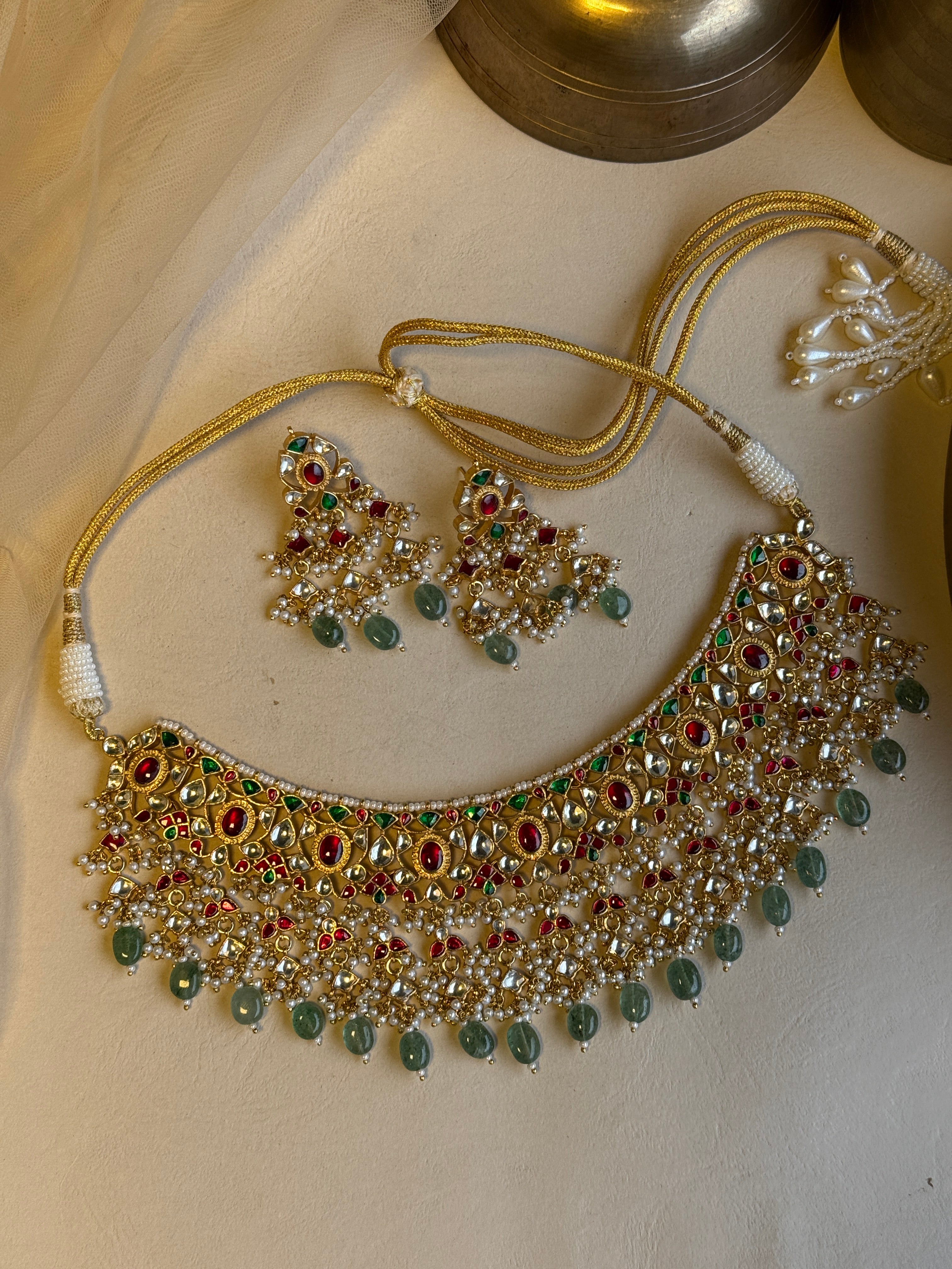 Heritage Jadau and Gemstone Beads Choker Set — Mangalsutra Bangles