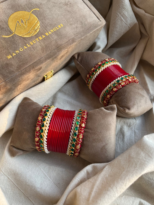 Red gold plated bridal chuda