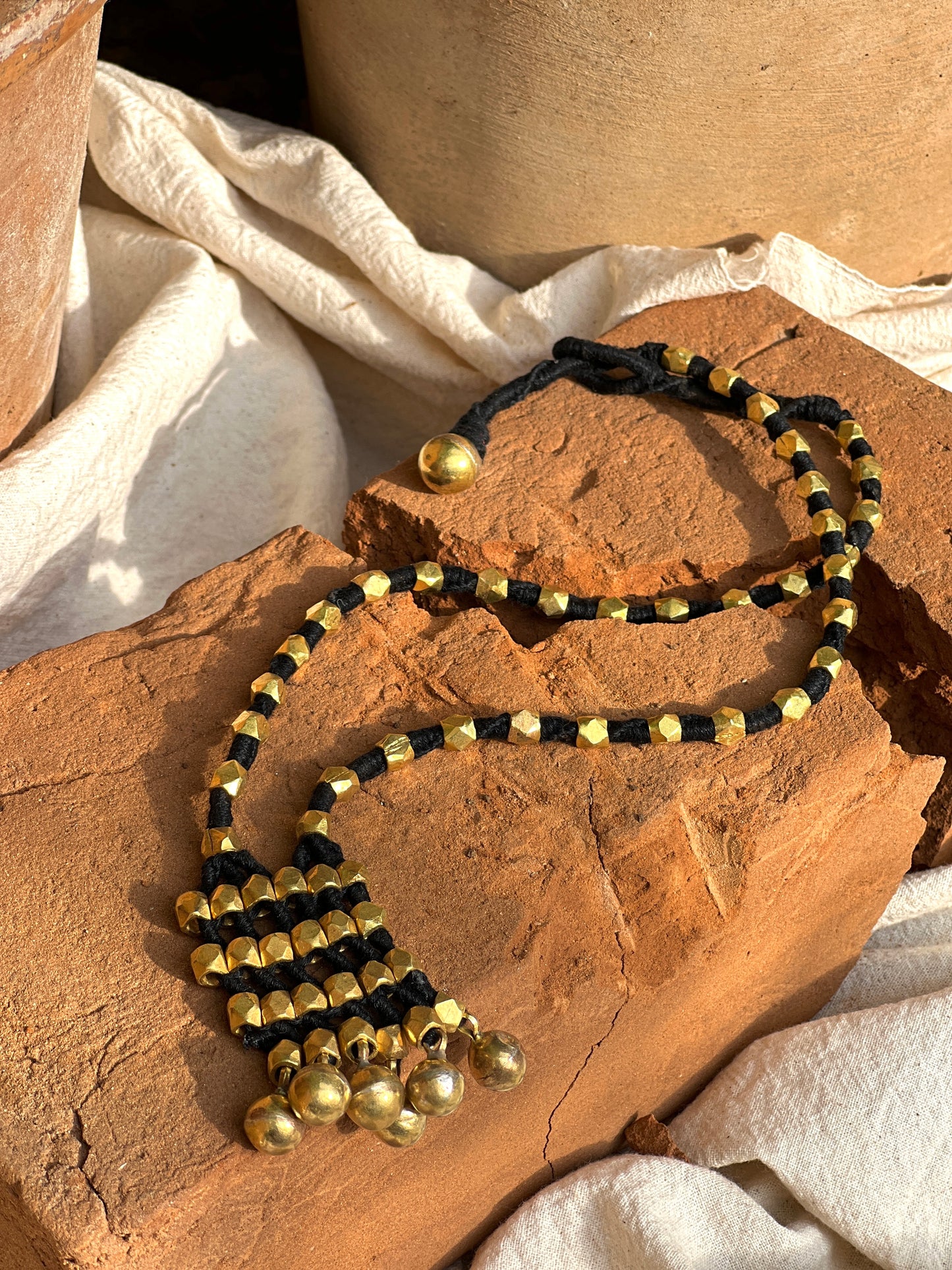 Gold Plated Heritage Thread Necklace with Hangings