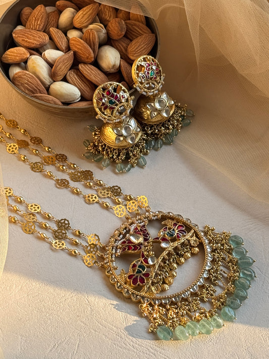 Traditional Gold Plated Long Necklace Set