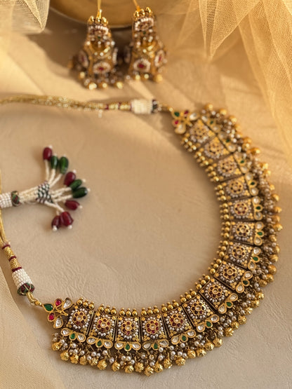 Heritage Antique Gold plated Motif Linked Necklace Set