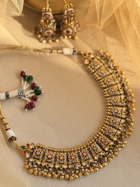 Heritage Antique Gold plated Motif Linked Necklace Set