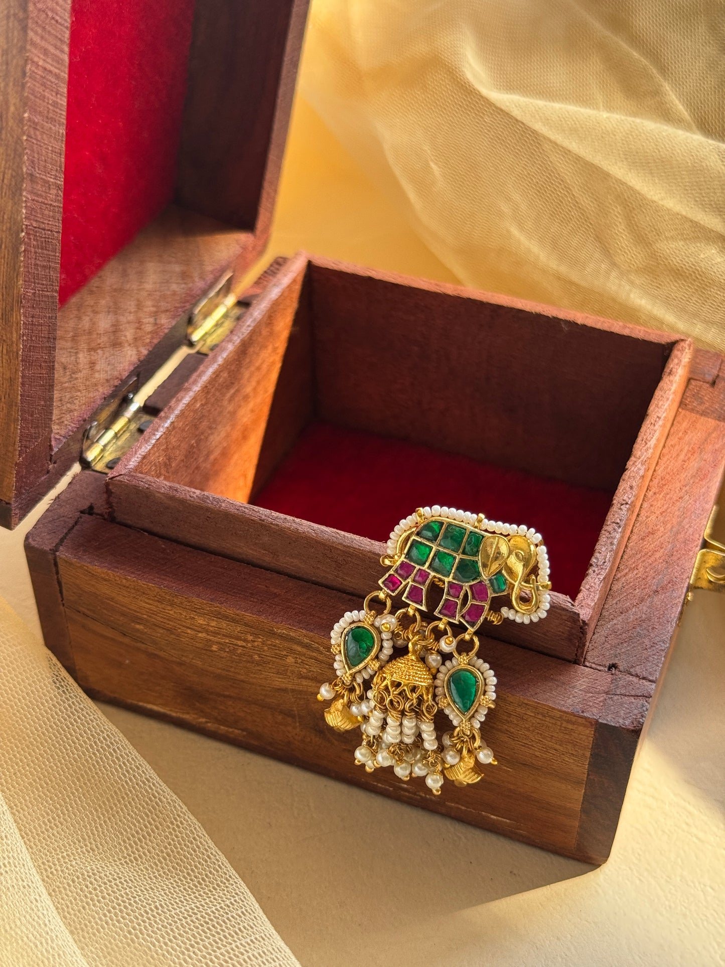 Traditional Elephant Ring with Jhumki and Latkan